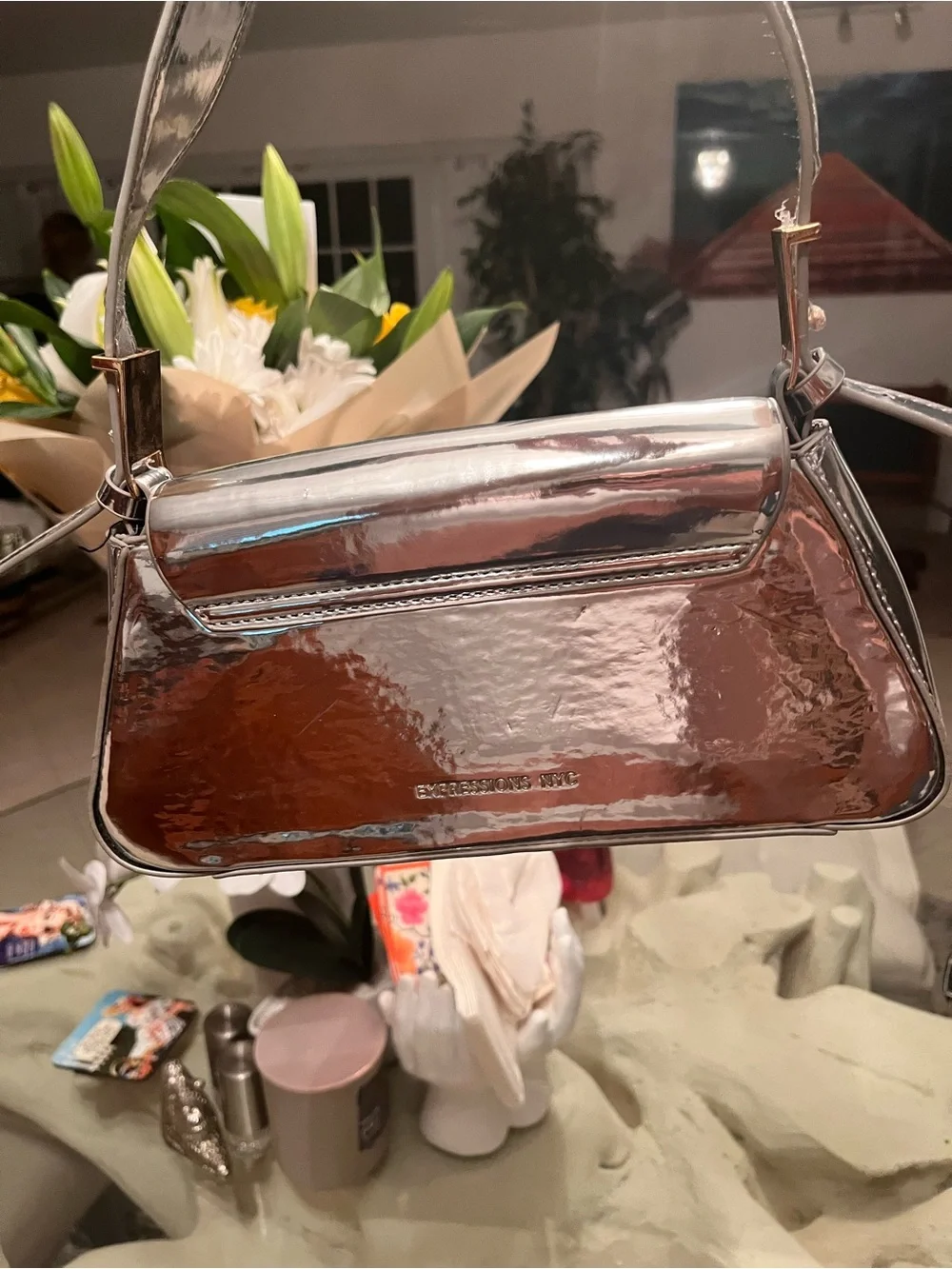 ZARA Metallic Silver Shoulder Bag - Women's Handbag